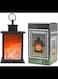 Radiotronics Small Cozy Fireplace Lantern Traditional Realistic Log Wood Burning Flame Effect Ligh LED Charcoal Style Table LampFor Indoor & Outdoor Use