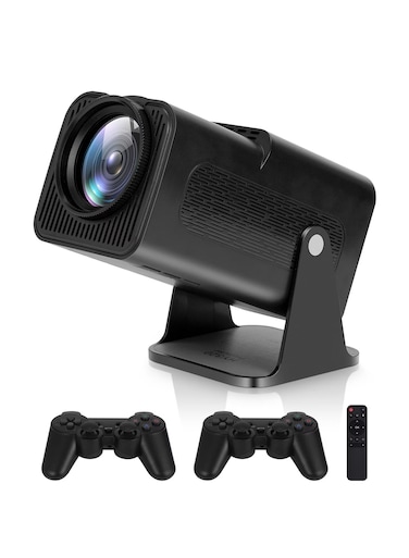 4K 720P Portable Projector with WiFi and Bluetooth Android 11.0 Smart Projector Auto Keystone 180&deg;Rotatable Outdoor Movie Projector Compatible with Phone