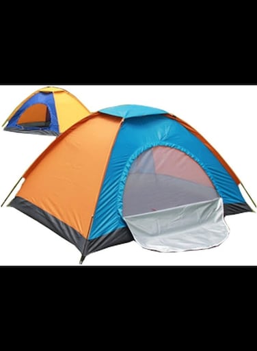 Outdoor tent Single-layer Two-door 2 Person Tent Lover Nature hike Waterproof Windproof Camping Outdoor Tent 4 Season Tent Beach Tent (Yellow blue)