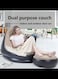 Inflatable Sofa Lounge Chair Ottoman, Blow Up Chaise Lounge Air Sofa, Indoor Flocking Leisure Couch for Home Office Rest