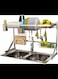 Kitchen Rack, 201 Stainless Steel Kitchen Sink Drain Rack Dish Rack 84 * 31.8 * 50.3cm With 5 Hooks.