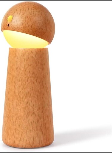 LED Wooden Night Light,Smart Voice Control Light Desk Lamp USB Rechargeable(Beech Wood)
