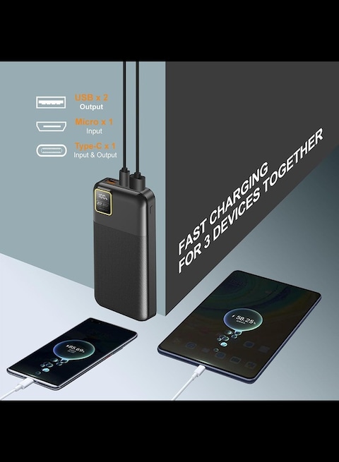 Radiotronics Portable Charger, 22.5W 10000mAh 5V/3.1A Fast Charging Power Bank, USB-C Charger Battery Pack Powerbank with 3-Output & 2-Input LED Display (White)
