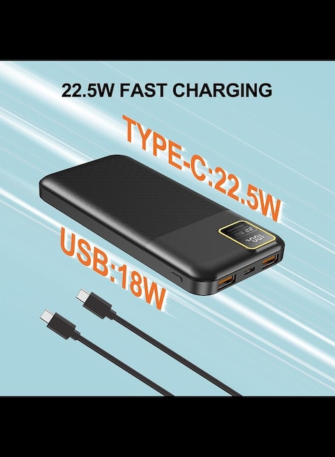Radiotronics Portable Charger, 22.5W 10000mAh 5V/3.1A Fast Charging Power Bank, USB-C Charger Battery Pack Powerbank with 3-Output & 2-Input LED Display (White)