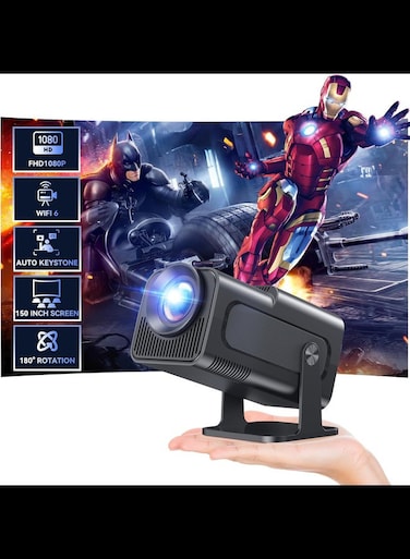 Mini Projector, Natvie 1080P Smart Projrctor Built-in Android TV 11.0, with Wifi and Bluetooth, Auto Keystone 4K Supported 12000 Lumens,180 Degree Rotation Short Throw Projector