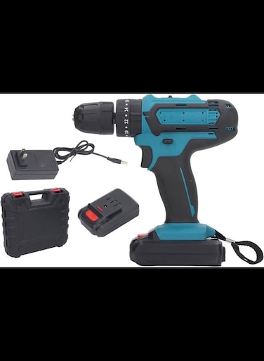 Cordless Drill 2 Gear Speed 3/8 Keyless Chuck, Brushless Motor, LED Light, 18+1 Torque Control, Reversible Rotation, 2 Batteries, Home DIY Power Tool (US Plug)
