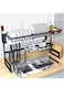 Over Sink Dish Drying Rack Kitchen Counter Storage Shelf Drainer Organizer Utensils Holder Stainless Steel, Black