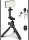 iPhone Tripod Stand with Remote &amp; Light (Includes Microphone, LED Light, Tripod &amp; Phone Holder)- Work Teach &amp; Learn from Home Video Professional Kit
