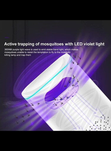 Household Mosquito Killer Powerful Mosquito Trap Suction Insect Killer Electronic Mosquito Zapper LED Trap Lamp Strong Built in Suction Fan USB Powered(white)
