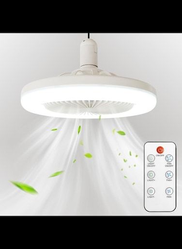 Fan Light with Remote - Infinitely Adjustable Brightness（Not Adjustable Color Temperature）, Ideal for Small Spaces Requiring Ventilation and Airflow