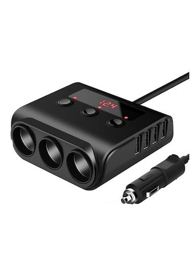 Radiotronics Car Cigarette Lighter Adapter, 12V/24V 120W 4 USB 3 Socket Splitter Car Chargers, Automotive Cigarette Lighter Charger Universal for Most Vehicles (Black)
