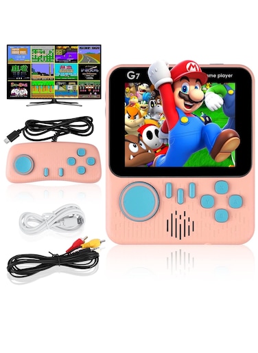 Radiotronics Retro Handheld Game Console with 666 Classic Games, 3.5 Inch Color Screen 1200mAh Rechargeable Battery, Gift for Kids and Adults (Pink)