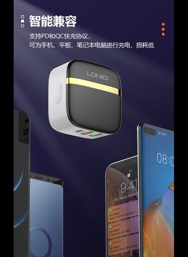 One-to-Three Fast charge PD20W Multi-port Charger suitable for Apple Type c mobile Phone lideno charging head