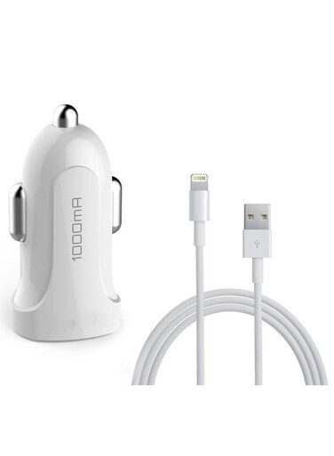 Fast Car Charger Dual Usb Ports With Lightning Cable Support Any Devices With Quick Charge Technology