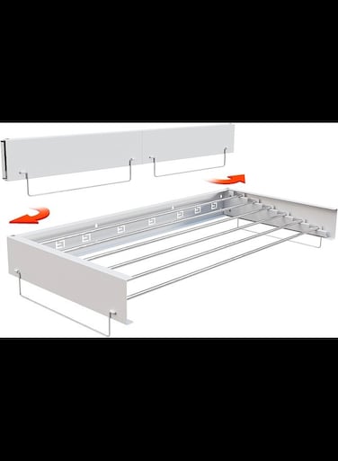 Laundry Hidden Clothes Drying Rack, Wall Mounted Compact Drying Rack Clothing, Collapsible Hanging Rack, (White)