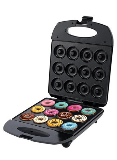 Electric Donut Maker, 12 Holes Commercial Doughnut Making Machine Non-stick Teflon Coating Double Sides Heating Doughnut Maker for Restaurant