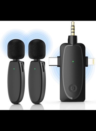 393FT Wireless Lavalier Microphone for iPhone, Android, Camera, Laptop   3-in-1 2.4G Dual Mini Mics   Ultra Low Delay &amp; Noise Reduction