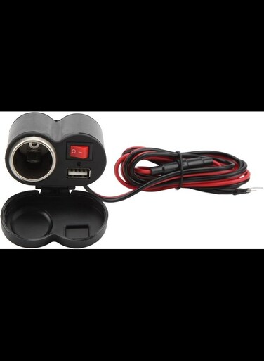 Automotive USB Charging Socket Motorcycle Handlebar Power Outlet Dual USB Vehicle Adapter for Journeys, Biking, Camping