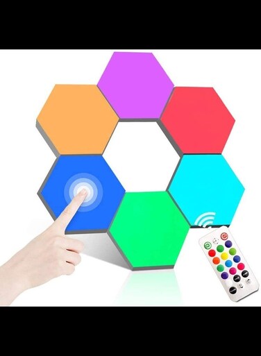 Premium Modular Quantum Multicolor Lights with Touch Sensor &amp; Remote Control (Hexagonal Wall Lights - 6 Pack)