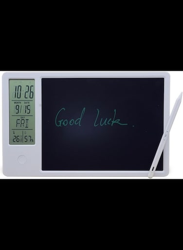 Electronic Digital Planner Tablet Calendar with Pen and Time &amp;Day &amp;Temperature &amp; Humidity Display for Office Student Home Work (White)