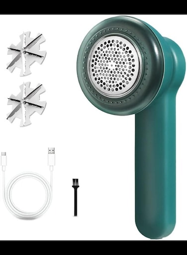 Rechargeable Fabric Shaver, Electric Lint Remover with 2 Replaceable 6-Leaf Blades,  Lint Remover for Clothes, Fabric Sofas, Blankets, Dolls, etc.