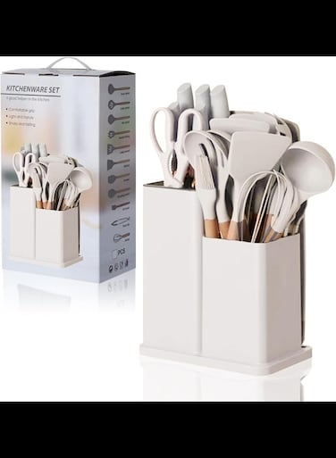 Kitchen Utensils Set,Cooking Utensils, Non-stick Kitchen Utensil Set, Wooden Handle Non Toxic BPA Free, Silicone Utensils for Cooking Set, Kitchen Set for Home Kitchen