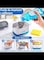 Dish Soap Dispenser with Sponge Holder, Washing up Liquid Dispenser with Drain Pad and Foldable Funnel, Soap Pump for Sink Tidy
