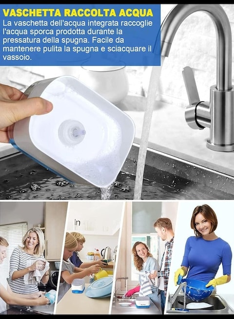 Dish Soap Dispenser with Sponge Holder, Washing up Liquid Dispenser with Drain Pad and Foldable Funnel, Soap Pump for Sink Tidy
