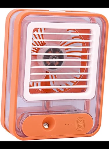 Cooling Fan Misting Fan with Water Tank Desktop Humidifier Personal Mister Spray Water Mist Fan for Bedroom Office Camping Travel Home, Orange