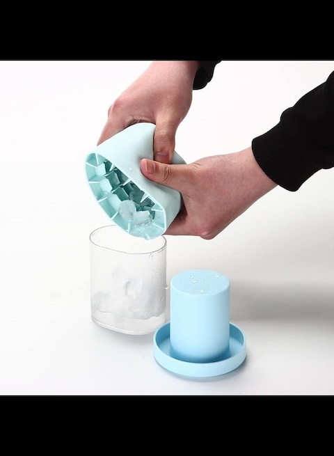 Radiotronics Ice Cube Trays 2PCS,Silicone Ice Cube Molds, crushed ice maker cup,Cylinder Ice Cube Maker Cup,Easy Release Ice Cup,Holds to 60 Ice Cubes Portable Ice Bucket Mold