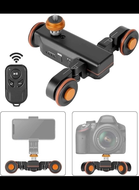 Radiotronics Dolly Motorized Slider Camera with Remote Control, Slider Electric Rail Screw 1/4 "to 3/8" 3 Speed Adjustable, Portable Electric Slider Track