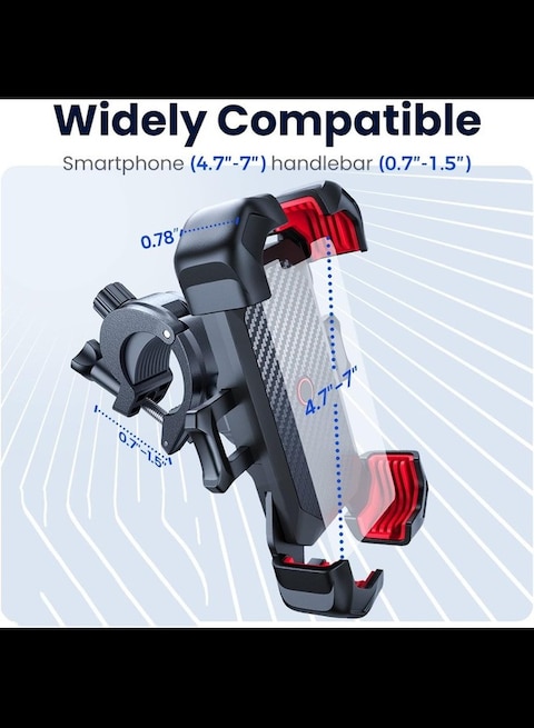Radiotronics Bicycle Phone Mount 360 Universal Motorcycle Phone Holder for 4.7-7 Inch Bike Phone Holder Handlebar Phone Mount