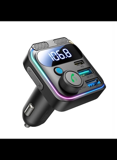 Radiotronics Innovative Dual Microphone Bluetooth Fast Car Charger with Multiple Charging Ports and Smart Connectivity Features