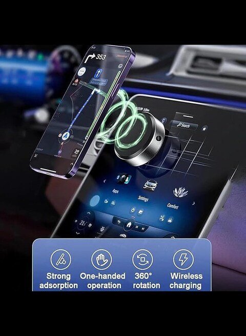 Radiotronics Innovative Dual Suction Cup and Magnetic Design, Magnetic Car Suction Cup Holder, Suction Cup Phone Mount, 360°3D Rotation Portable Magnetic Phone Holder (Black)