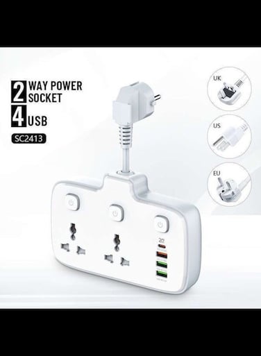 Radiotronics 2 AC Outlets Portable Electrical Extension Socket