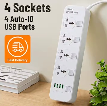 Socket 4 Socket + 4 USB Port 4 + 4 USB AUTO ID