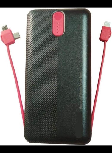 Turbo Charging Power Bank, 20000 Mah Dual Usb Ports - Black Red