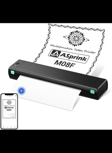 Wireless Portable Printer, Bluetooth Mobile Printer Support A4/8.5 X 11 inches Thermal Paper, Thermal Tattoo Printer, compact Inkless Printer for Home, Office, Travel, Business