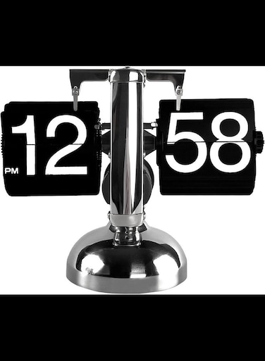 Flip Desk Clock, Retro Vintage Flip Down Clock Auto Flip Desk/Table Clock Large Number Mechanical Clock Ideal for Home Office School Hotel Cafe (Black)