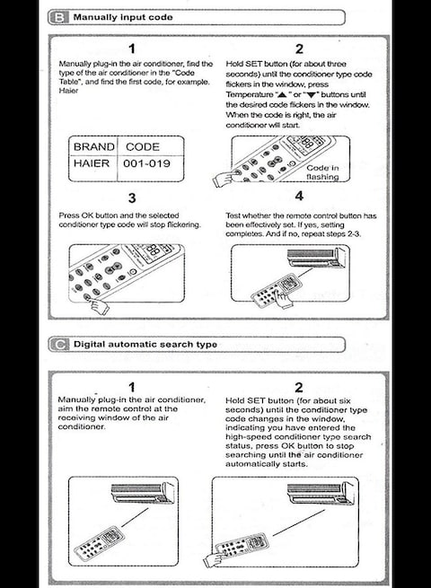 Universal Air Conditioner Remote Control for Daikin, Hitachi, Carrier, LG, Sharp, Haier, Gree, Midea, Whirlpool, Bosch, Olympus, Toshiba, Samsung