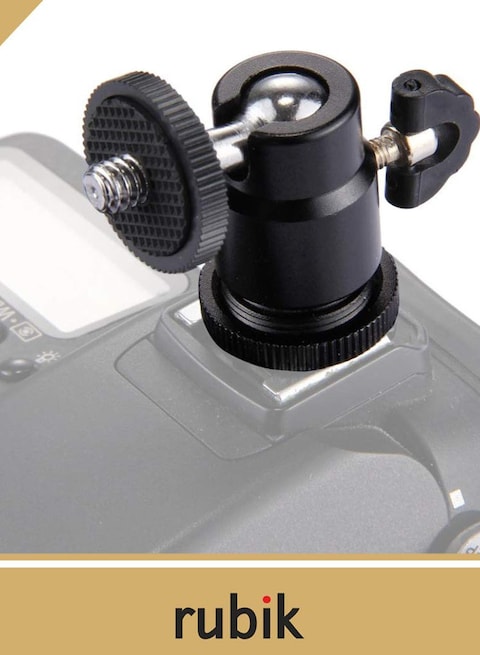 2 Pack Aluminum Alloy 360 Degree Rotating Swivel Mini Ball Head with 1/4&quot; Hot Shoe Mount Adapter for DSLR Camera Like Canon, Sony/Camcorder