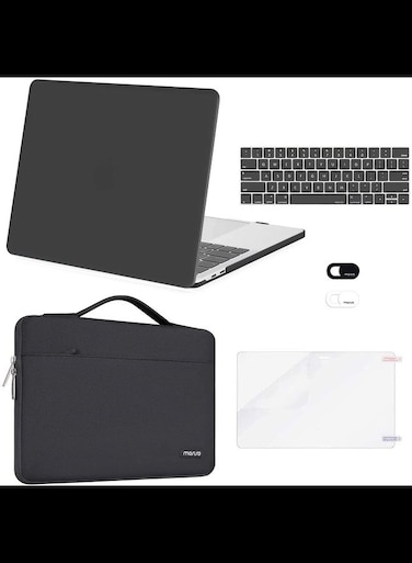 Compatible with MacBook Pro 13 inch Case Plastic Hard Case &amp; Bag &amp; Keyboard Skin &amp;Webcam Cover &amp; Screen Protector, Space Gray