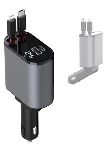 USB Car Adaptor Lighter USB Charger,Car Charging Adapter with Built in Cable,Fast Charging Compatible with iOS and iOS