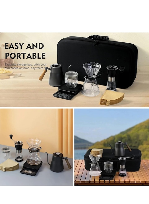 Radiotronics All in 1 Coffee Set Great Replacement for Coffee Machines,Perfect for Travel Home Office (Coffee Set-Black Bag)