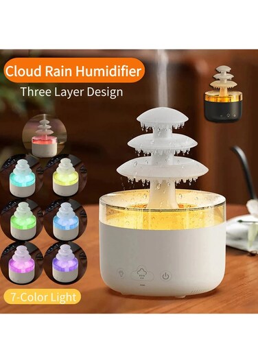 Radiotronics Rain Cloud 500ML Humidifier Remote Water Drip with Adjustable LED Lights, Aromatherapy Essential Oil Diffuse for Sleeping and Relaxing Mood Water Drop Sound