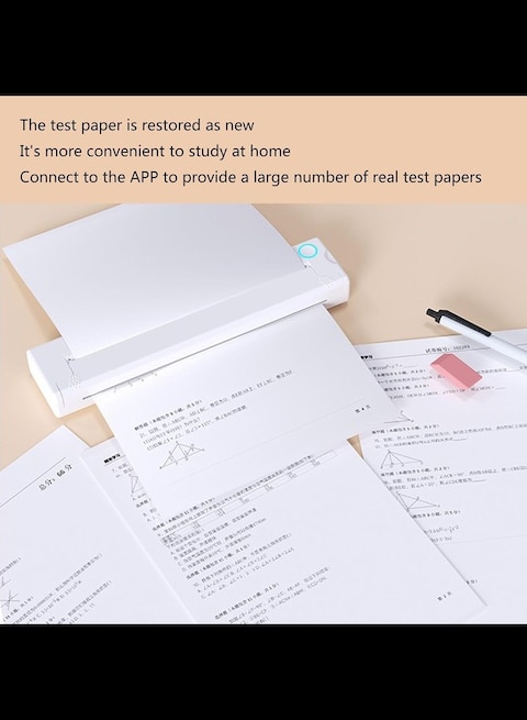 Radiotronics Mini Printer Portable Thermal Printer Inkless Pocket Printer Bluetooth-Compatible Photo Printer for Learning Assistance USB Charging