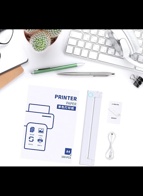 Radiotronics Mini Printer Portable Thermal Printer Inkless Pocket Printer Bluetooth-Compatible Photo Printer for Learning Assistance USB Charging