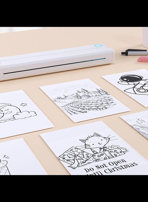 Radiotronics Mini Printer Portable Thermal Printer Inkless Pocket Printer Bluetooth-Compatible Photo Printer for Learning Assistance USB Charging