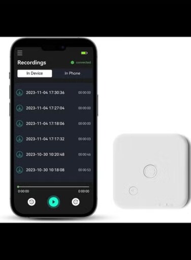 Radiotronics 32GB Smart Voice Recorder, Voice Activated Recorder with App, Phone Recording Device, Wireless Data Transmission for Meeting Lectures Interview (White)