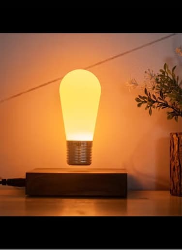 Radiotronics Levitating Bulb Lamp Magnetic Floating Light Desk Lamp Night Light, 360 Degree Wireless Automatic Rotating Light (Square-Mini Dark Brown)